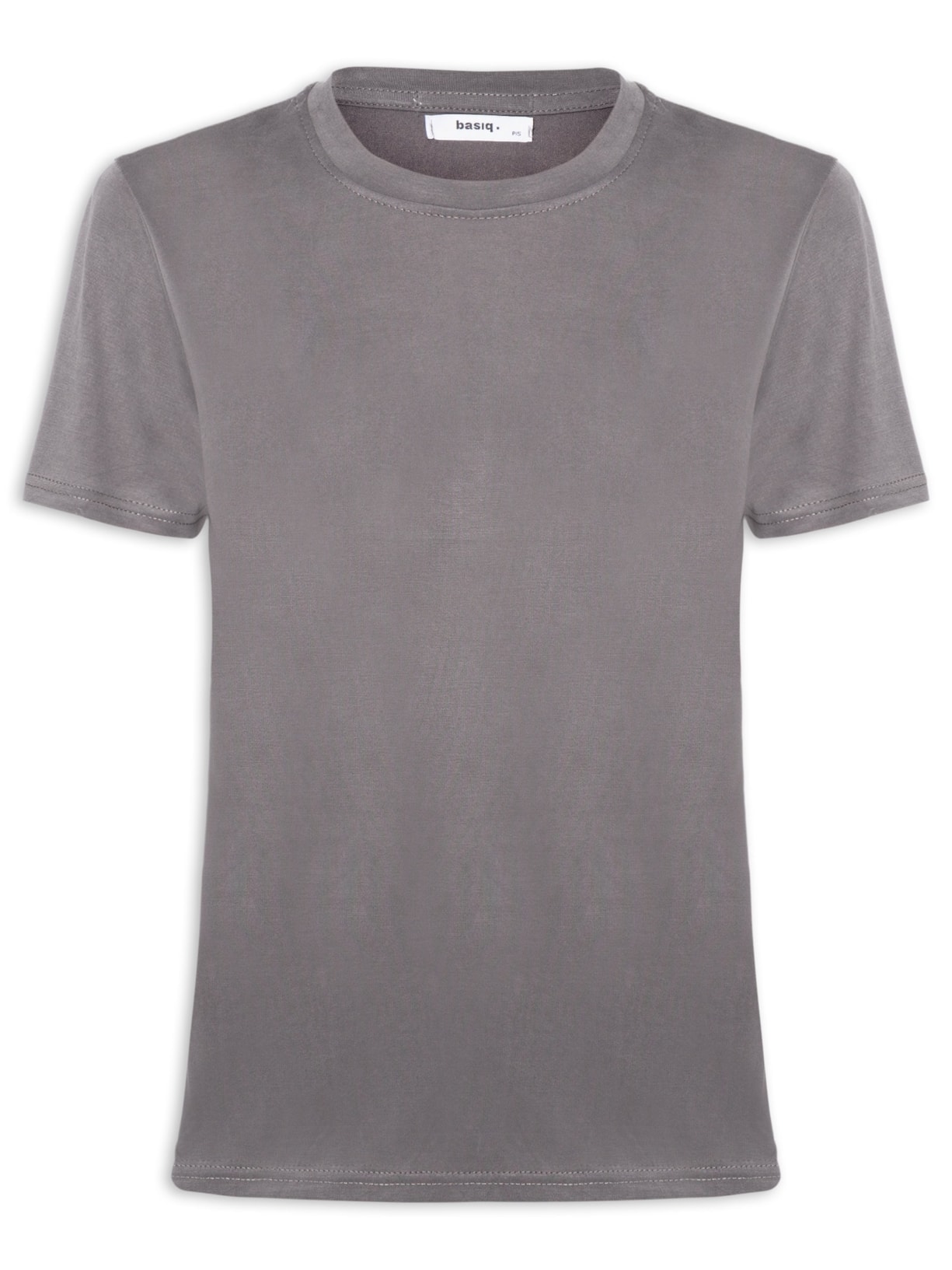 Camiseta Feminina Básica Alongada Cinza Basiq