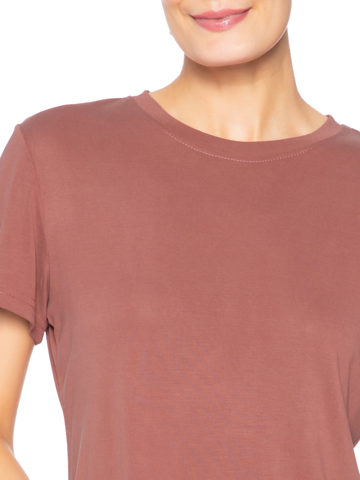 Camiseta Feminina Básica Alongada Vermelho Basiq