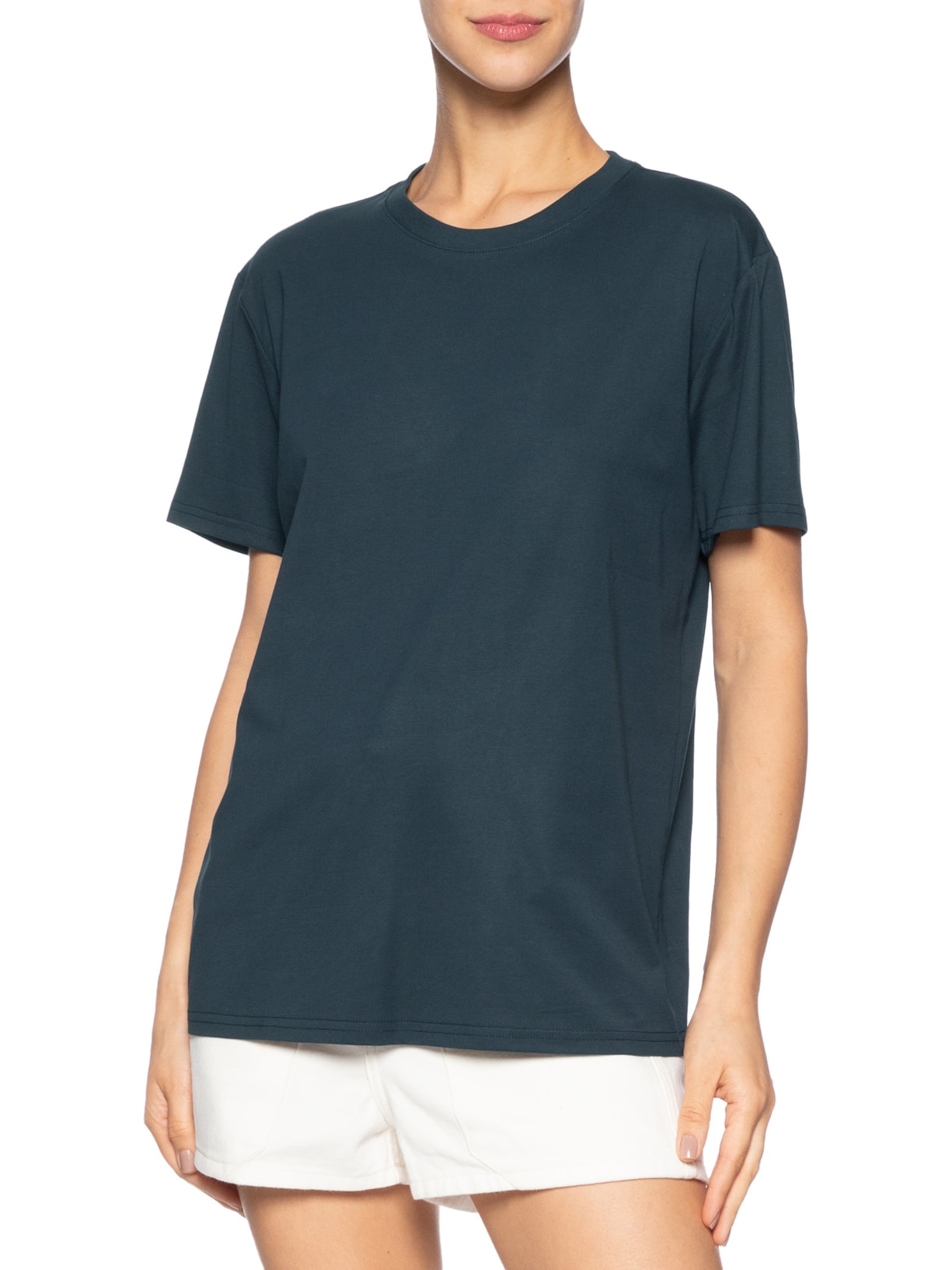 Camiseta Feminina Básica Azul Basiq