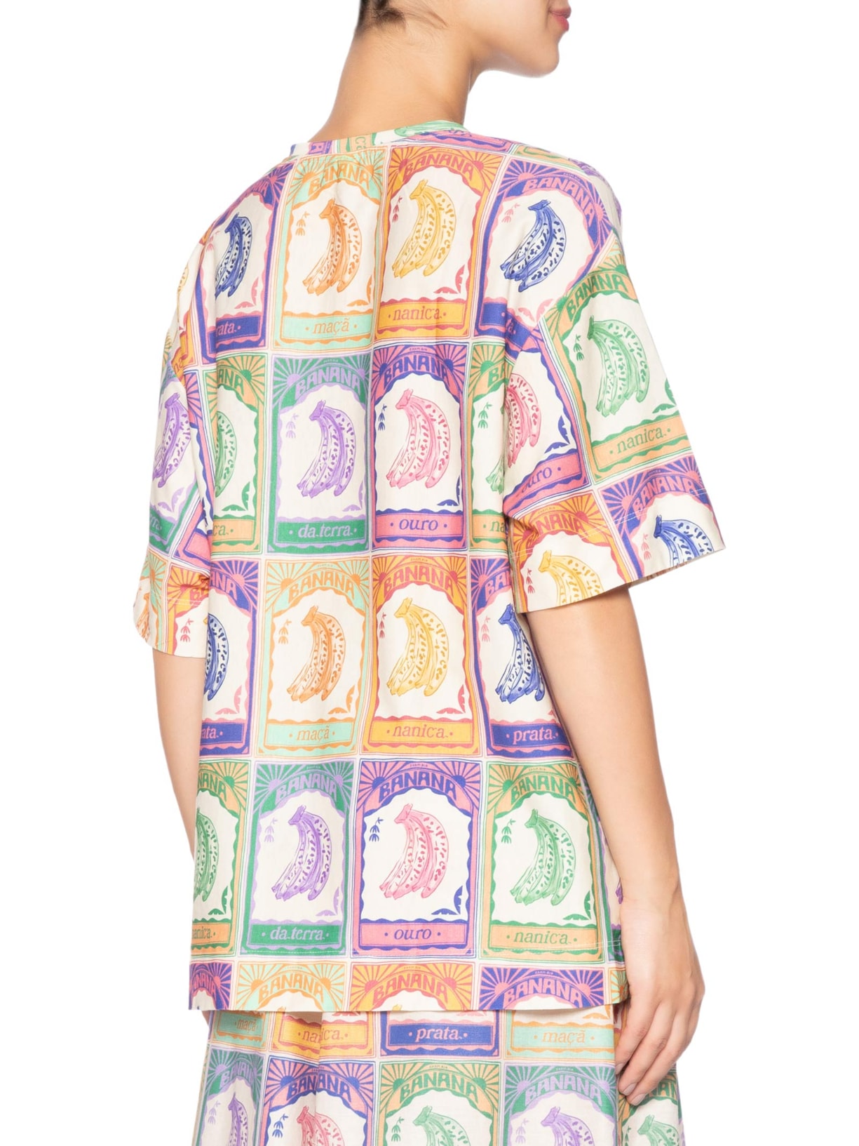 Camiseta Feminina Básica Banana Selo Off White Farm