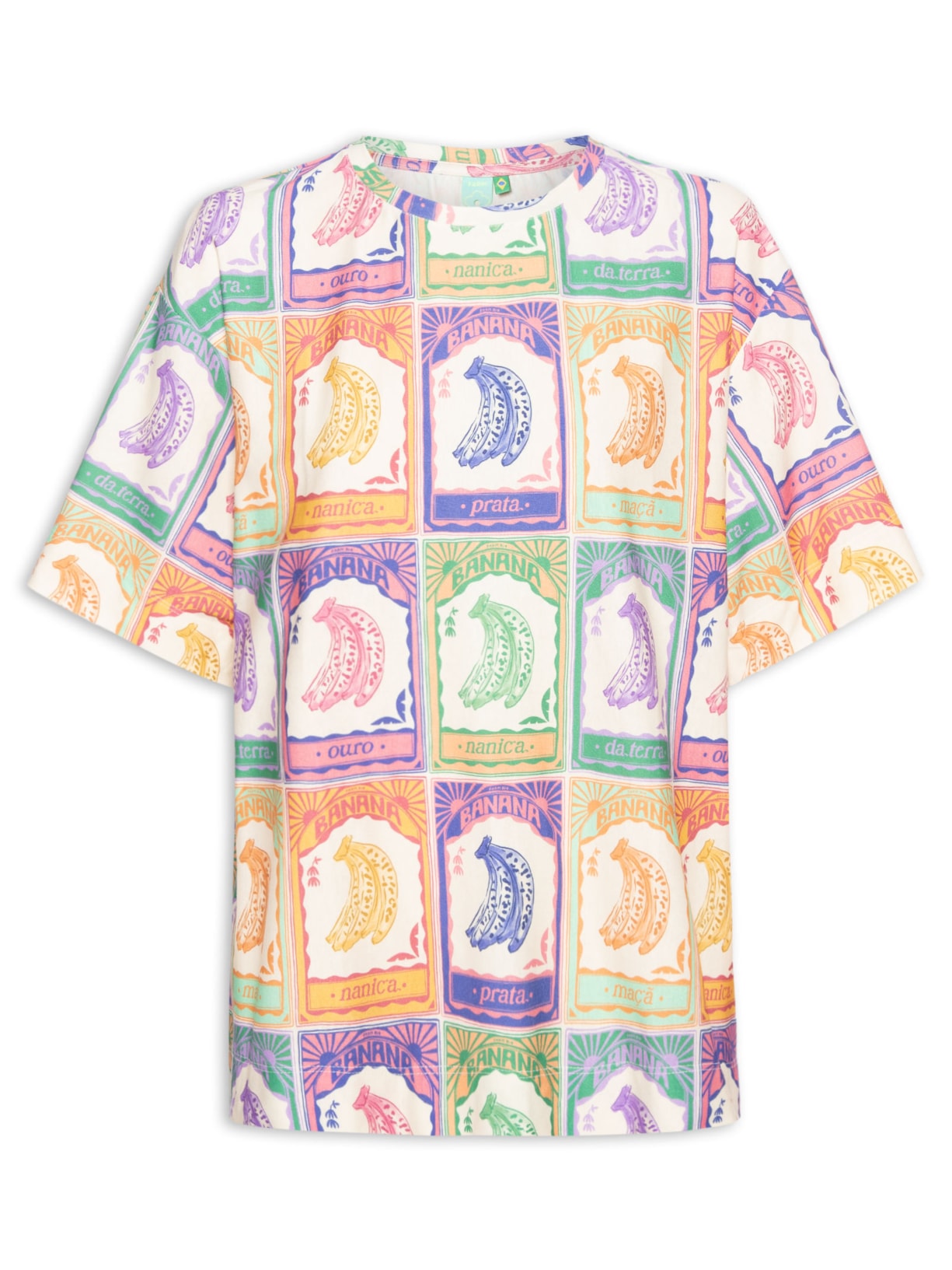 Camiseta Feminina Básica Banana Selo - Off White