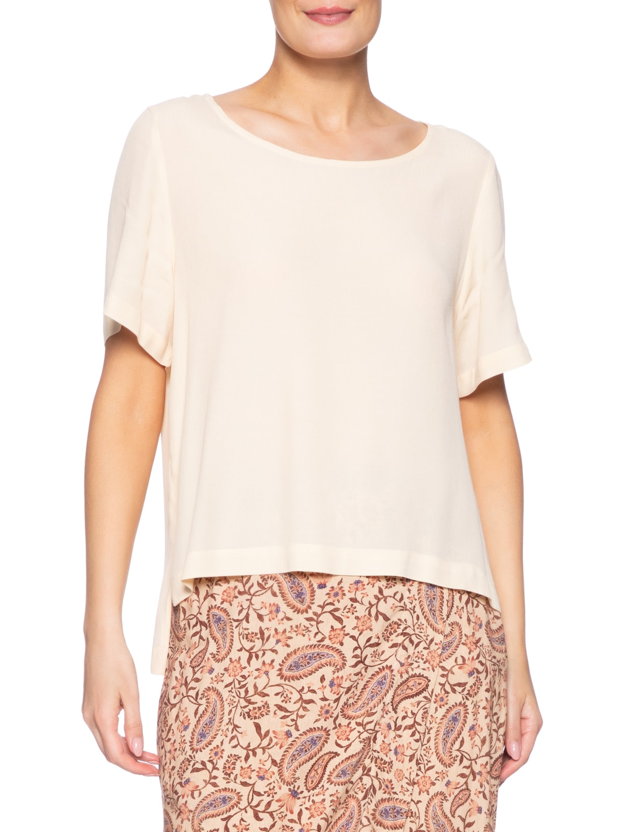 Camiseta Feminina Básica Bege Maria Filó