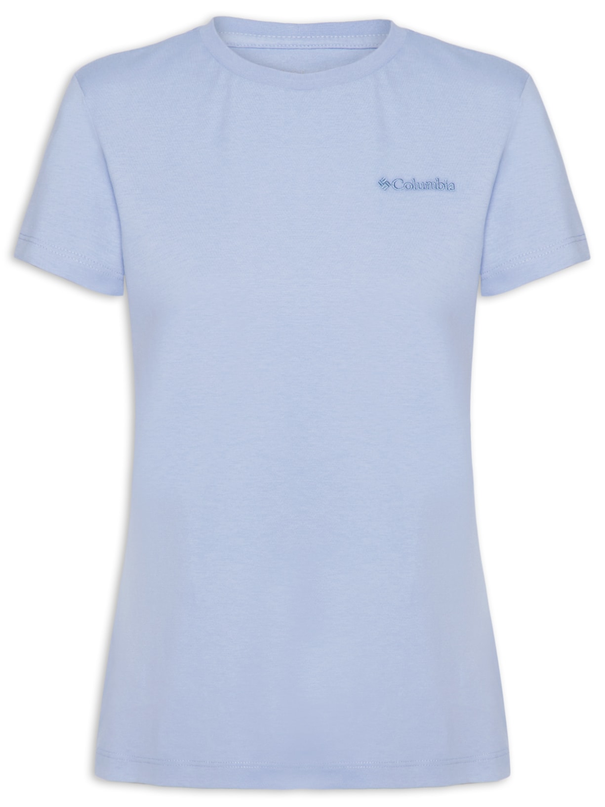 Camiseta Feminina Básica Bordado Azul Columbia