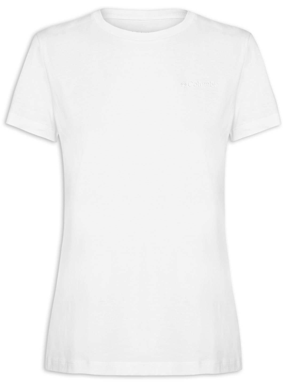 Camiseta Feminina Básica Bordado Branco Columbia