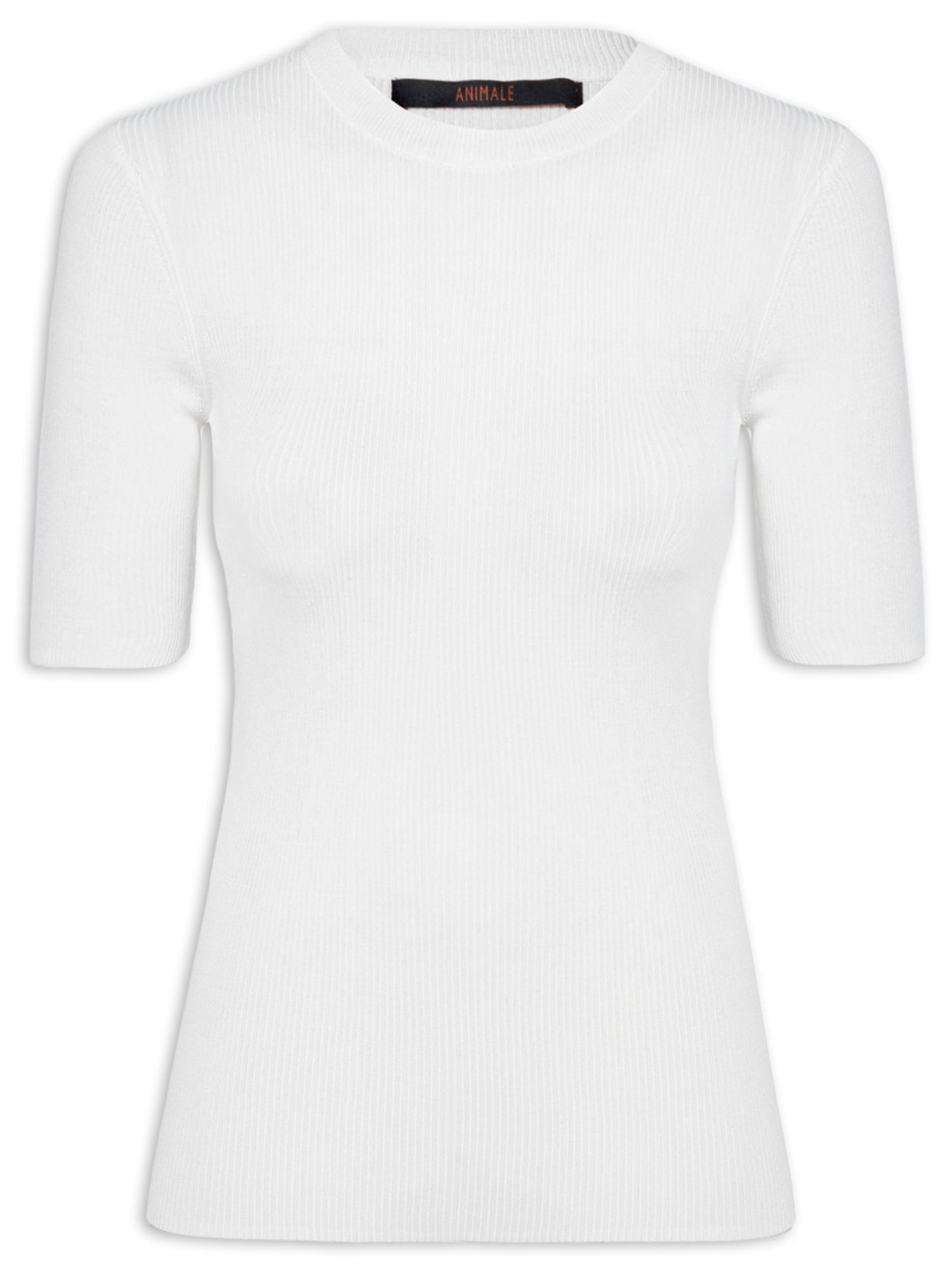 Camiseta Feminina Básica Canelada Tricot - Branco