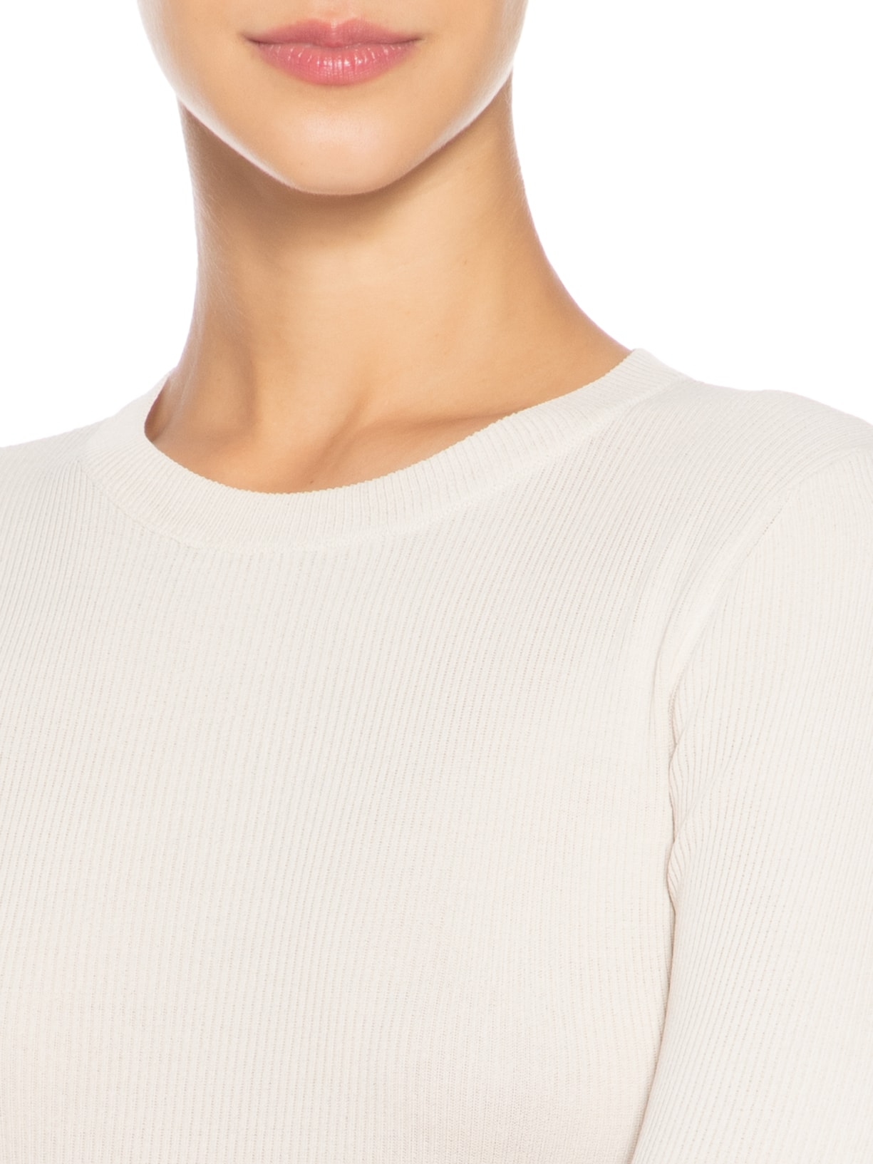 Camiseta Feminina Básica Canelada Tricot Color Bege Animale