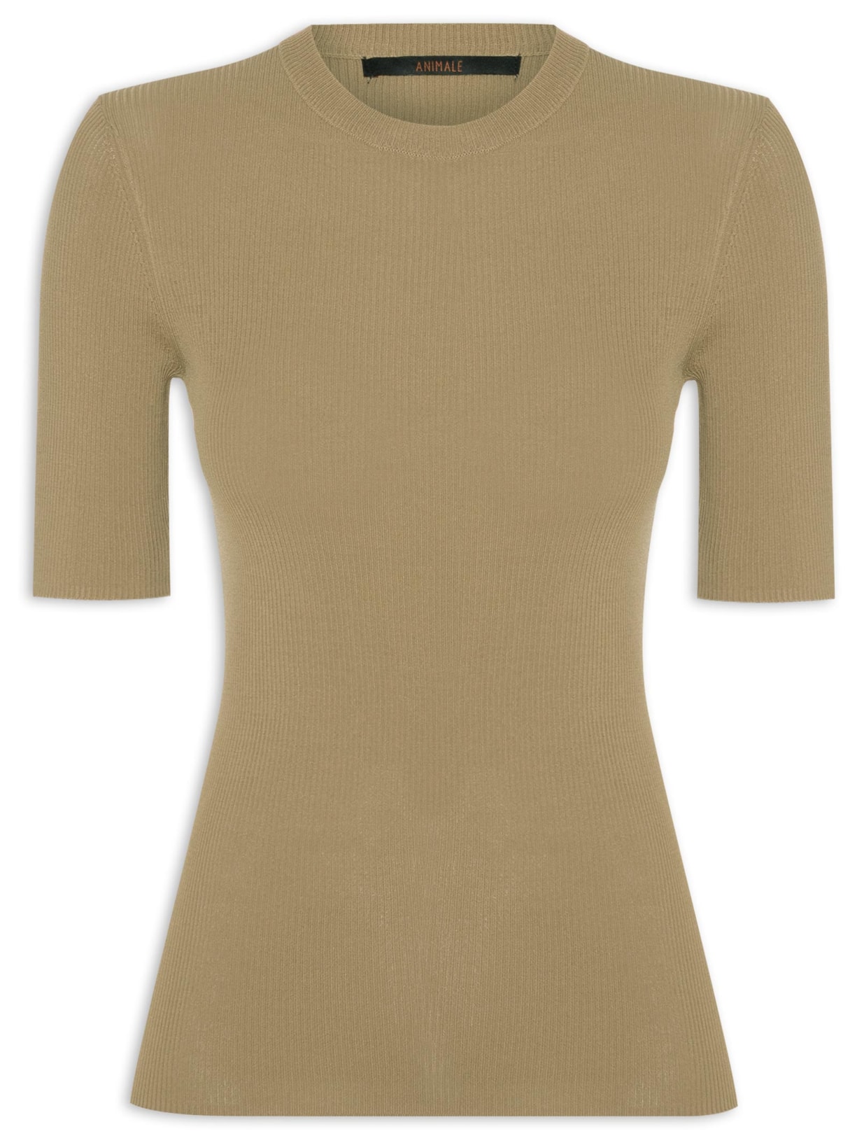 Camiseta Feminina Básica Canelada Tricot Color - Marrom