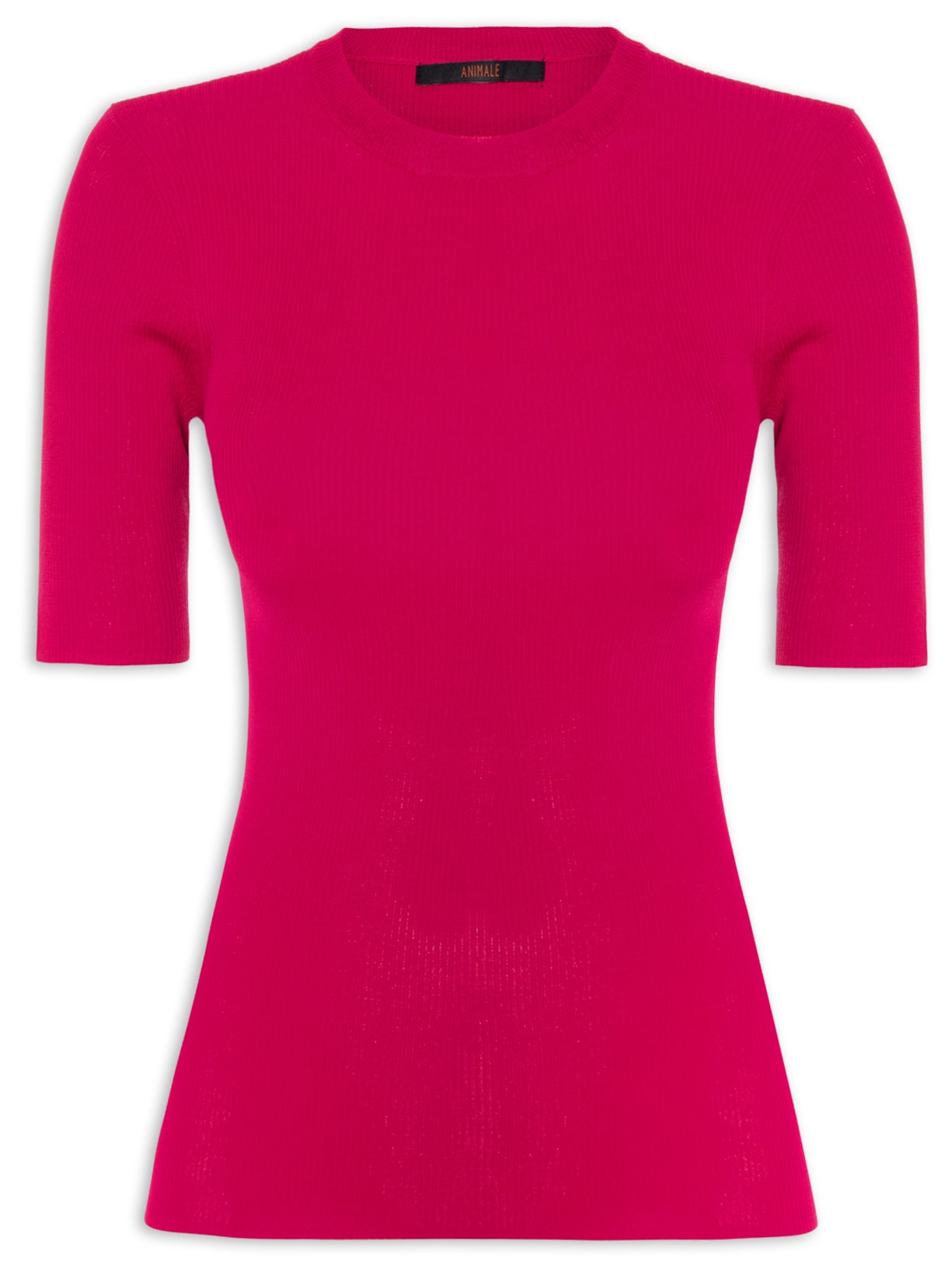 Camiseta Feminina Básica Canelada Tricot Color - Rosa