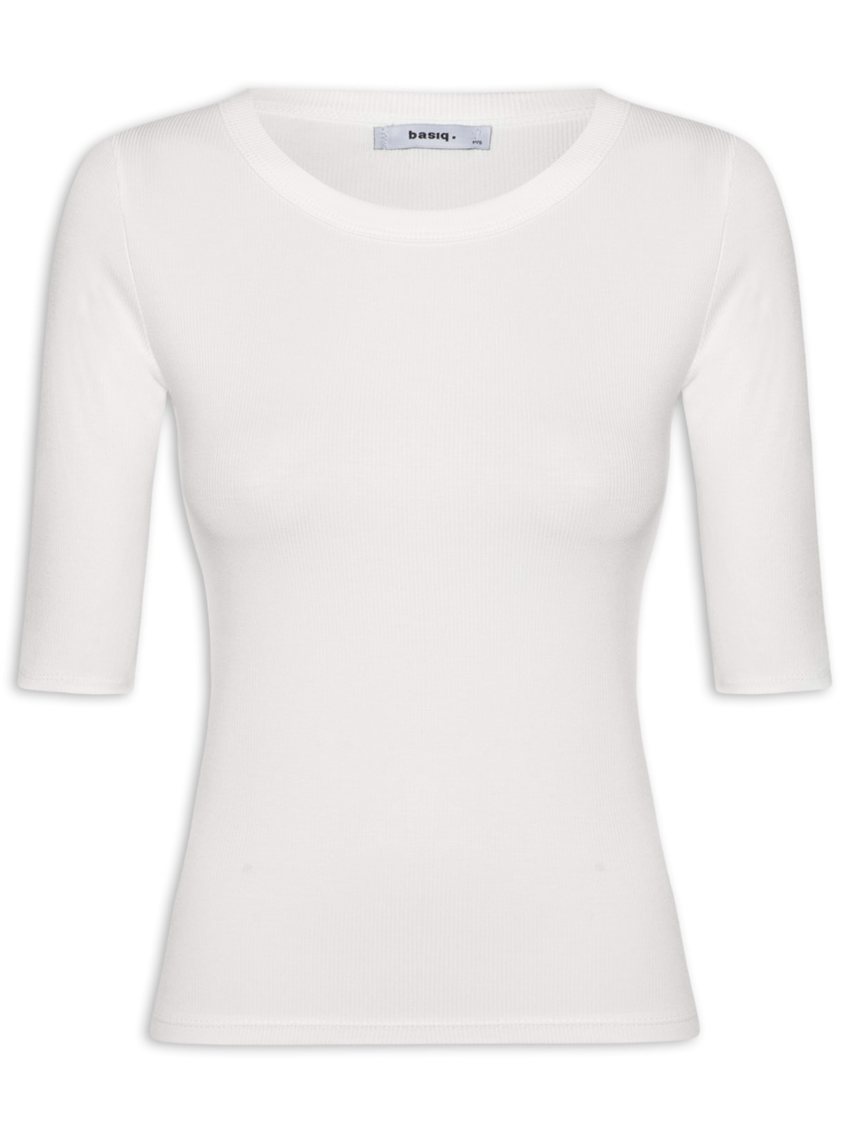 Camiseta Feminina Básica Com Manga Justa - Branco