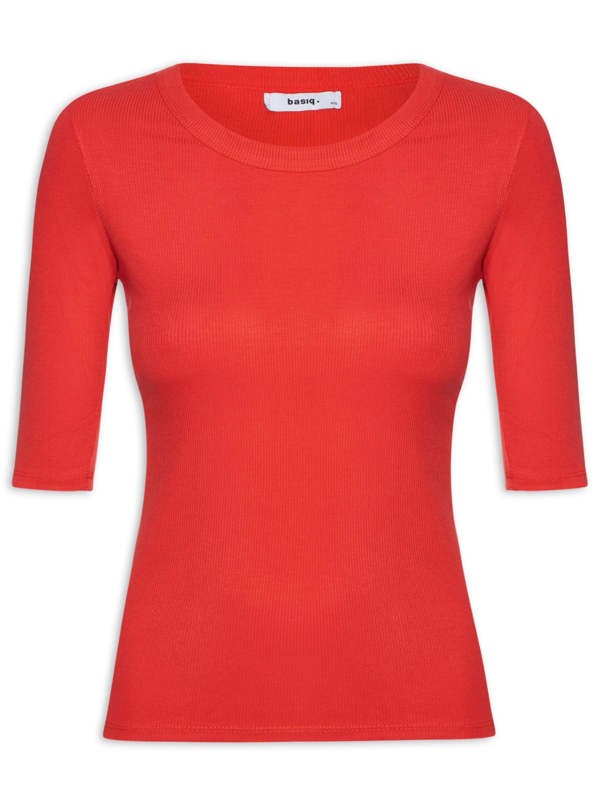 Camiseta Feminina Básica Com Manga Justa - Vermelho
