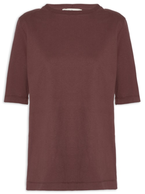 Camiseta Feminina Básica com Ombreira – Marrom