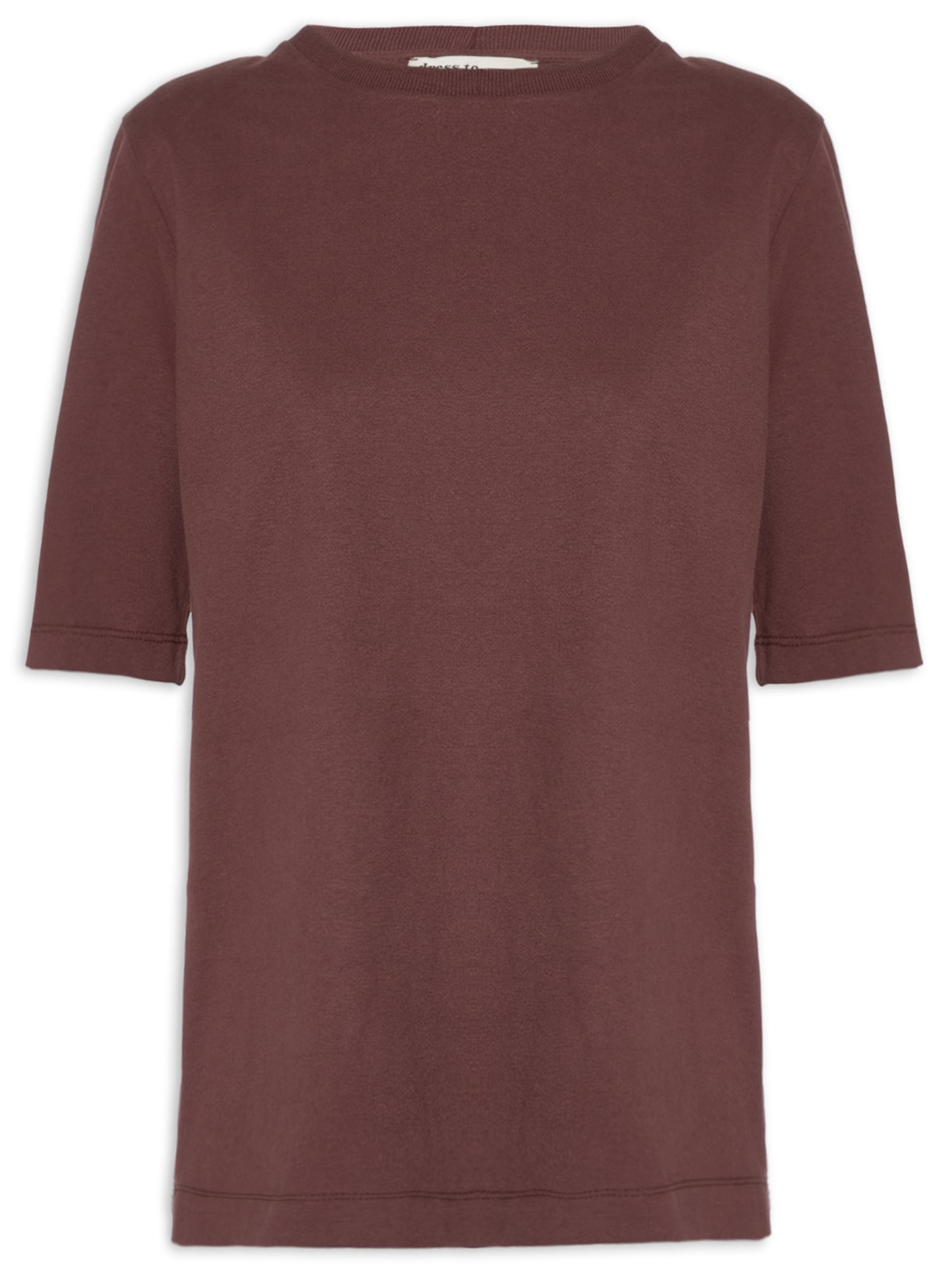 Camiseta Feminina Básica com Ombreira – Marrom Dress To