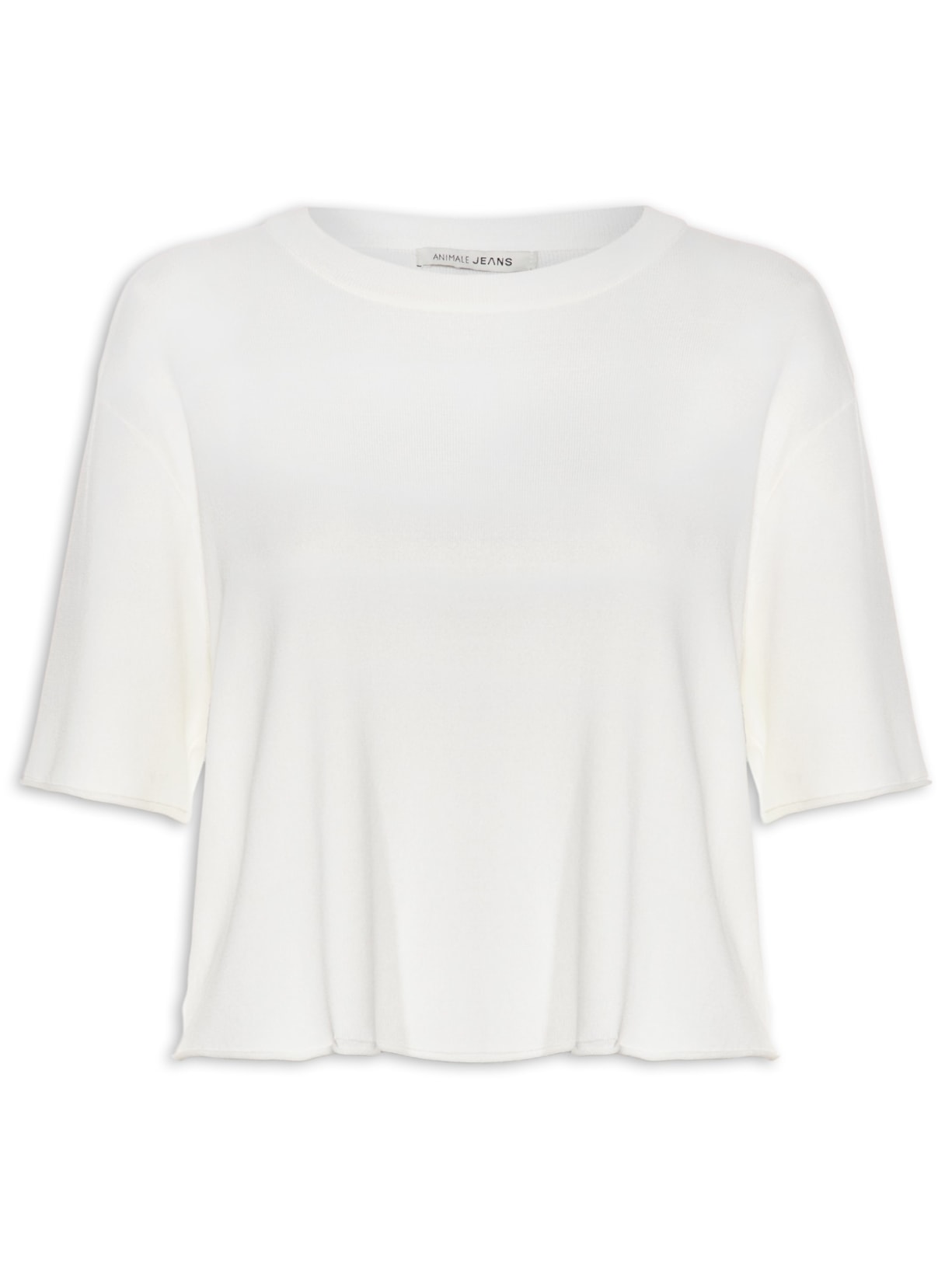 Camiseta Feminina Básica De Tricot Branco Animale Jeans