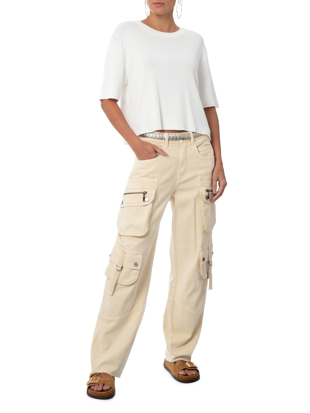 Camiseta Feminina Básica De Tricot Branco Animale Jeans