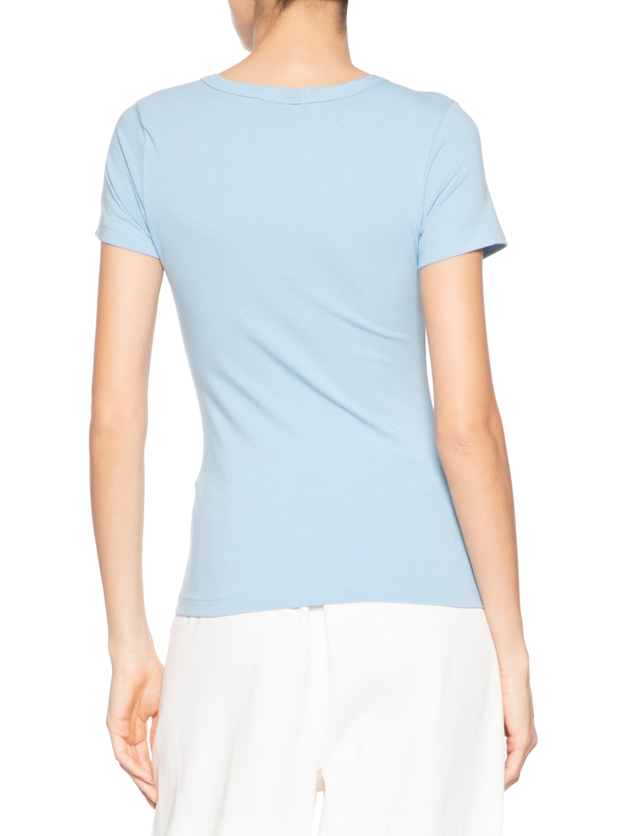 Camiseta Feminina Básica Decote Em U Azul Basiq