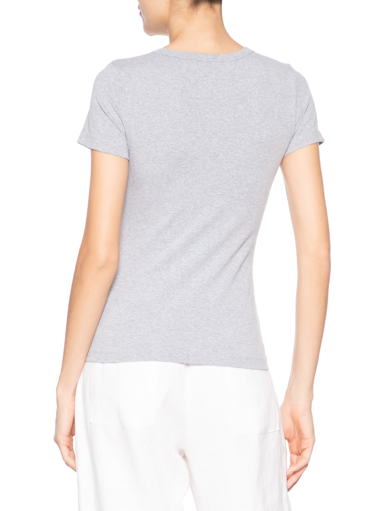 Camiseta Feminina Básica Decote Em U Cinza Basiq