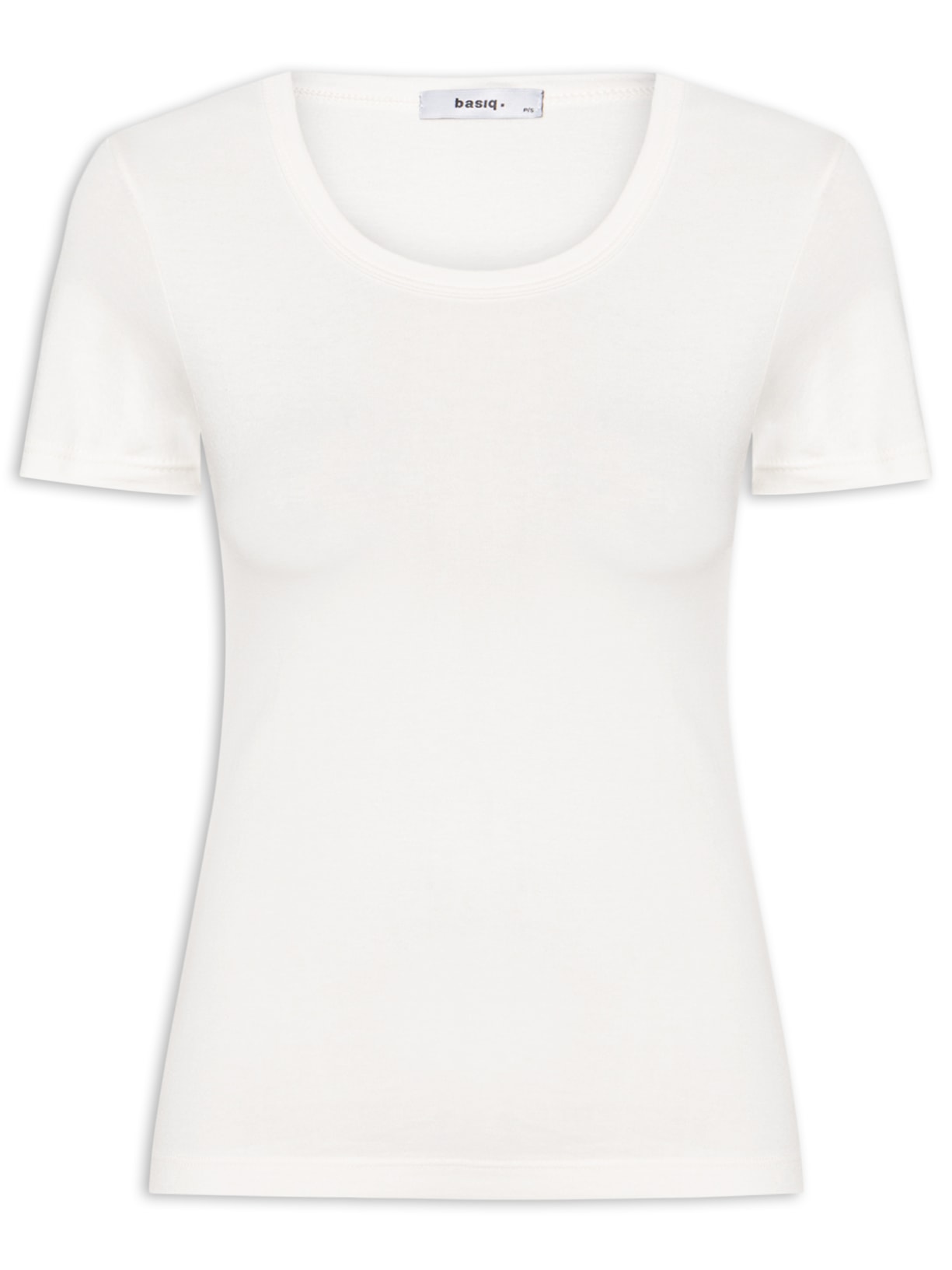 Camiseta Feminina Básica Decote Em U - Off White