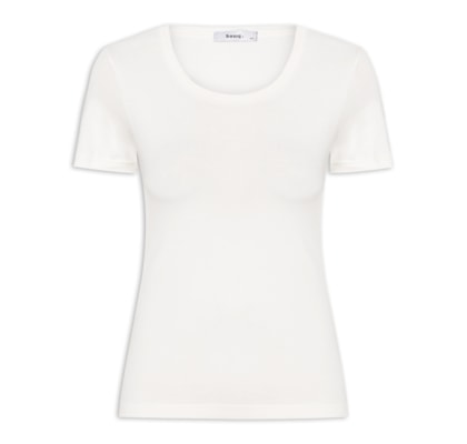 Camiseta Feminina Básica Decote Em U - Off White