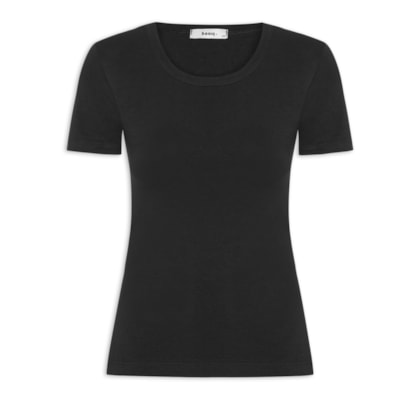 Camiseta Feminina Básica Decote Em U - Preto