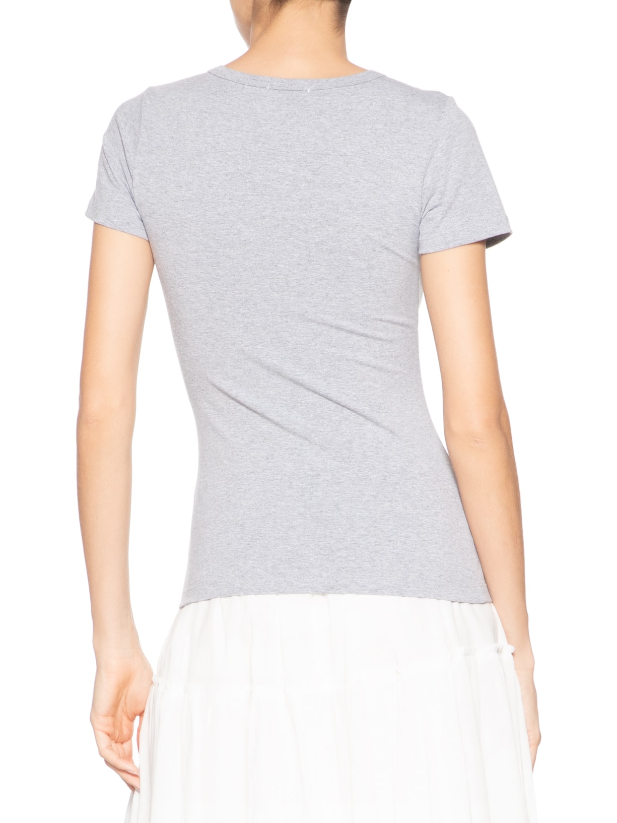 Camiseta Feminina Básica Decote Em V Cinza Basiq