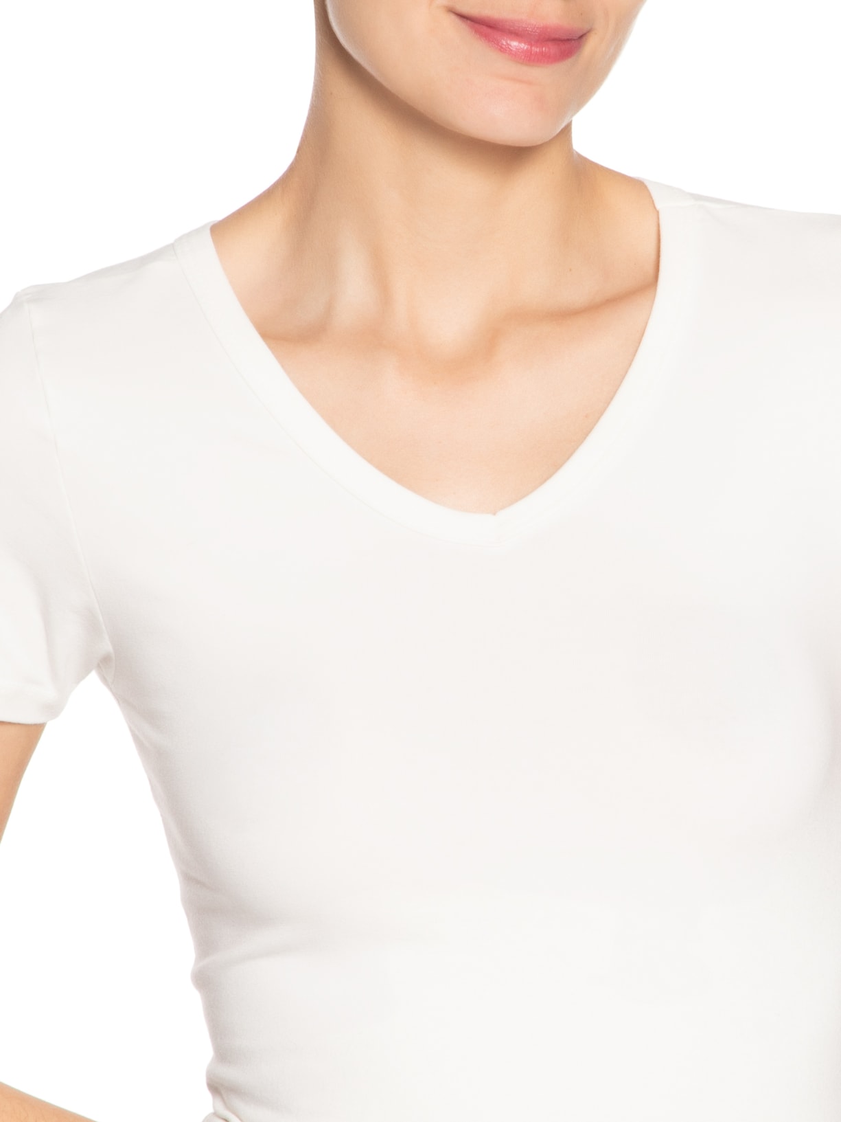 Camiseta Feminina Básica Decote Em V Off White Basiq