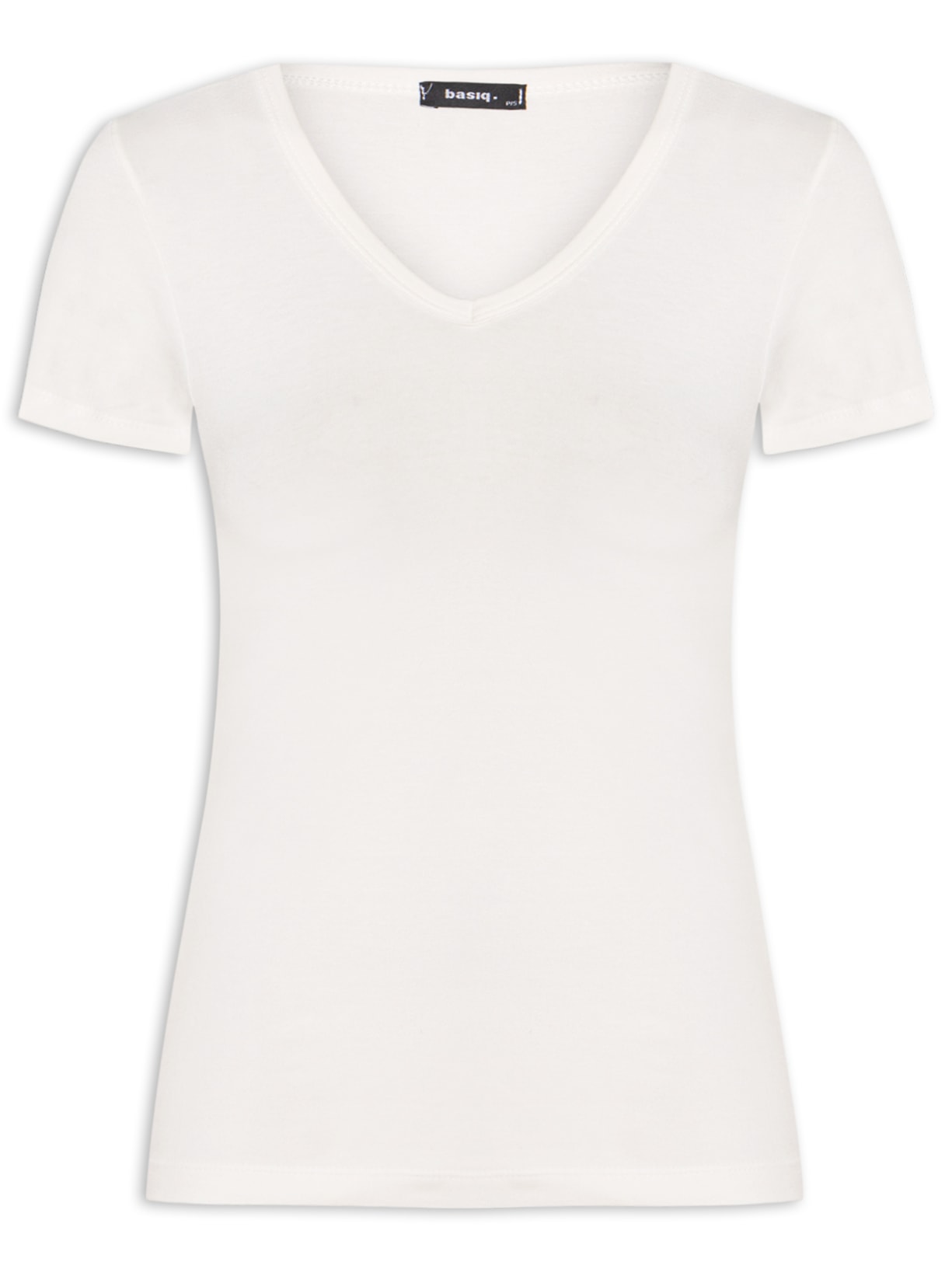 Camiseta Feminina Básica Decote Em V - Off White