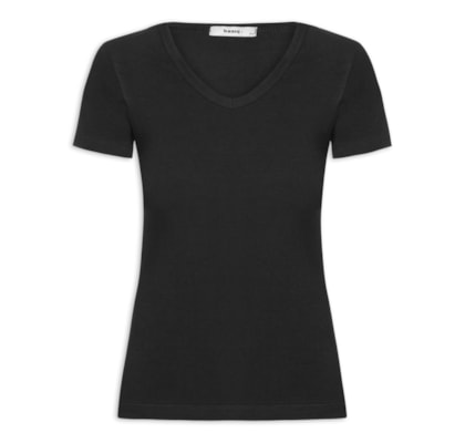 Camiseta Feminina Básica Decote Em V - Preto
