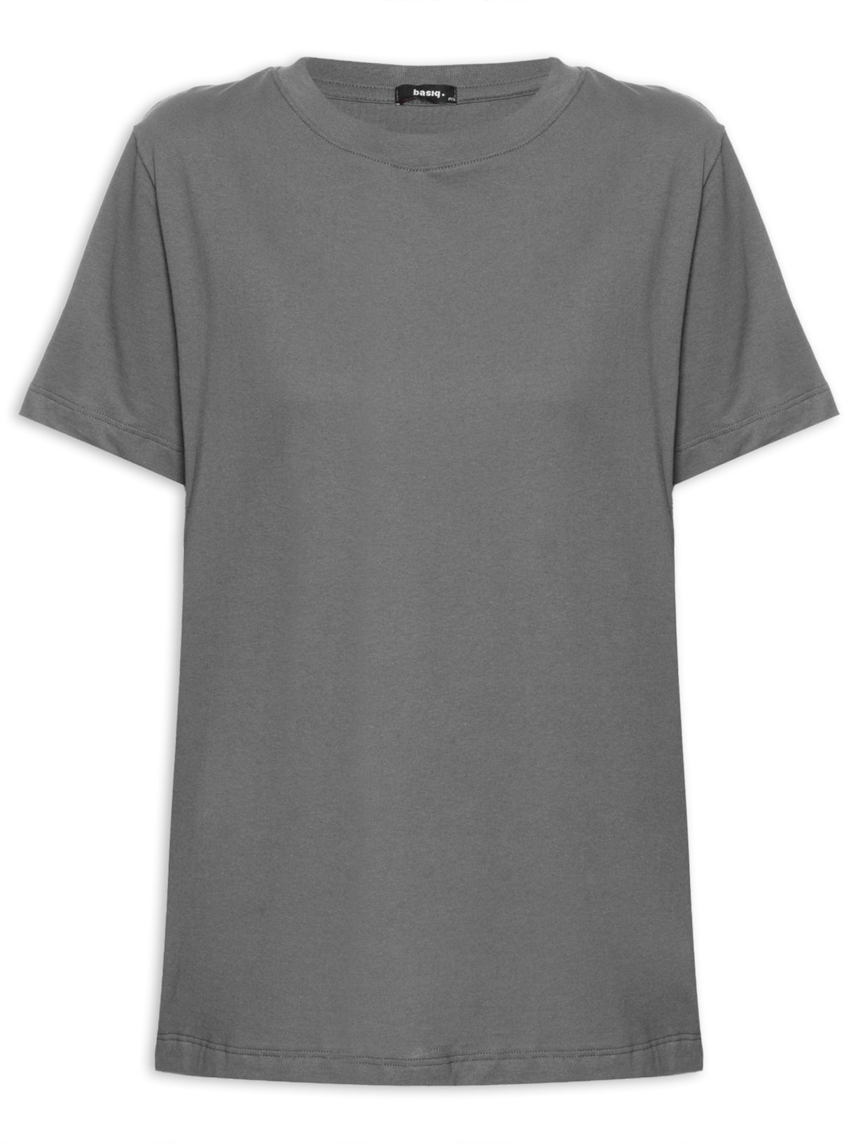 Camiseta Feminina Básica Decote Redondo - Cinza