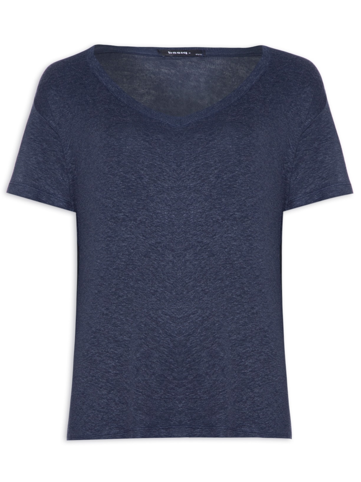 Camiseta Feminina Básica Decote V - Azul