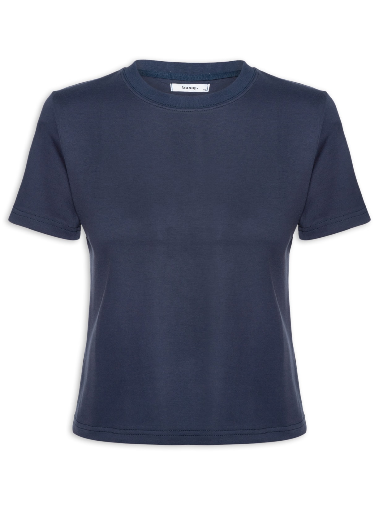 Camiseta Feminina Básica Em Malha Azul Basiq