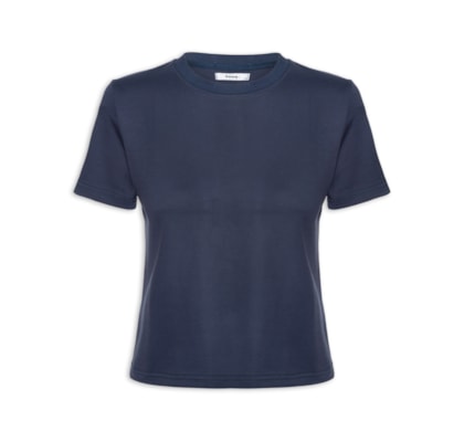 Camiseta Feminina Básica Em Malha - Azul