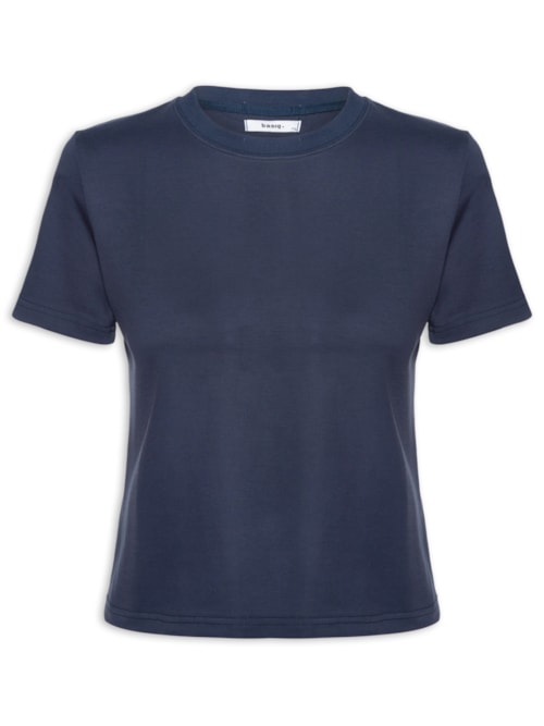 Camiseta Feminina Básica Em Malha - Azul
