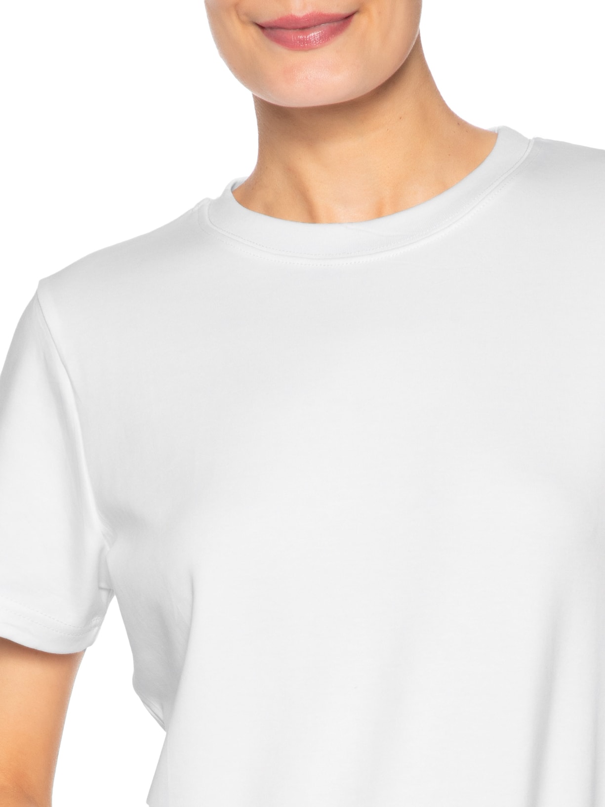 Camiseta Feminina Básica Em Malha Branco Basiq