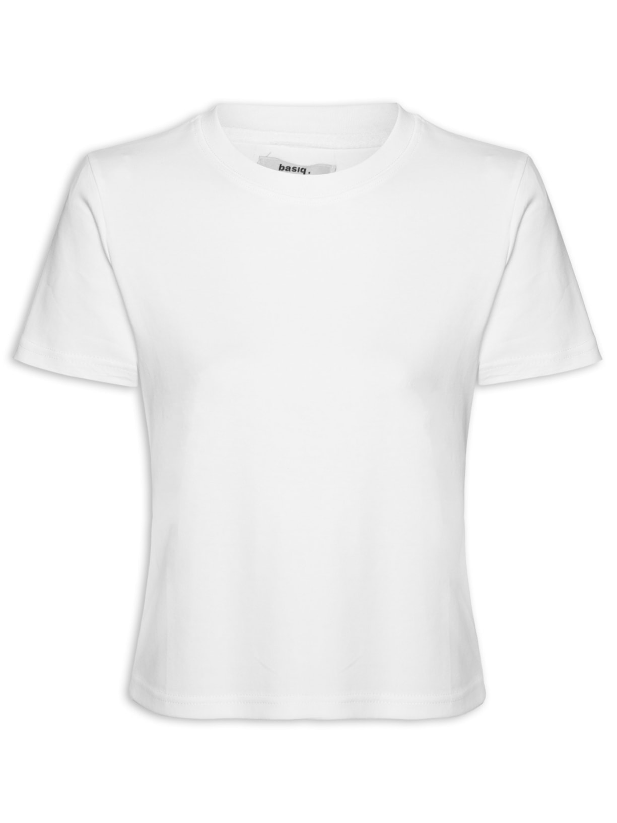 Camiseta Feminina Básica Em Malha Branco Basiq