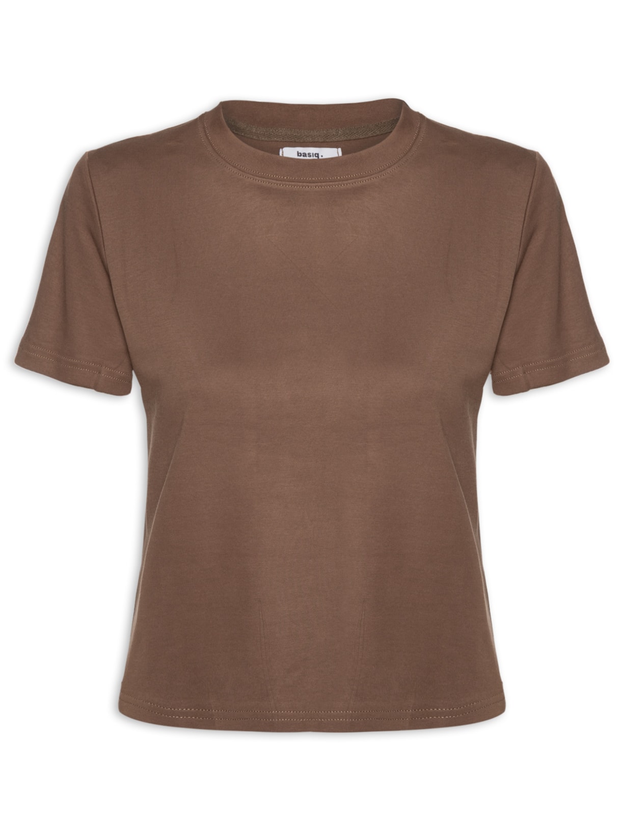 Camiseta Feminina Básica Em Malha - Marrom