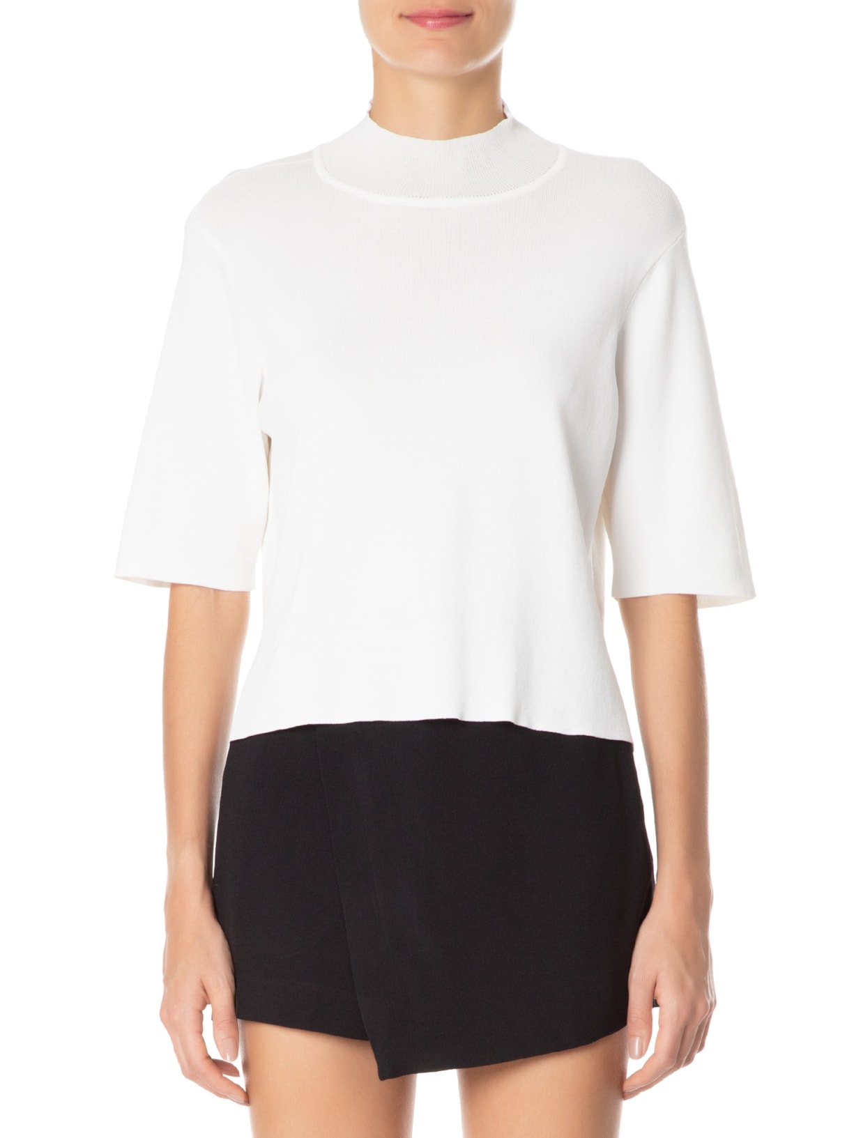 Camiseta Feminina Básica Gola Alta Basic Off White Animale