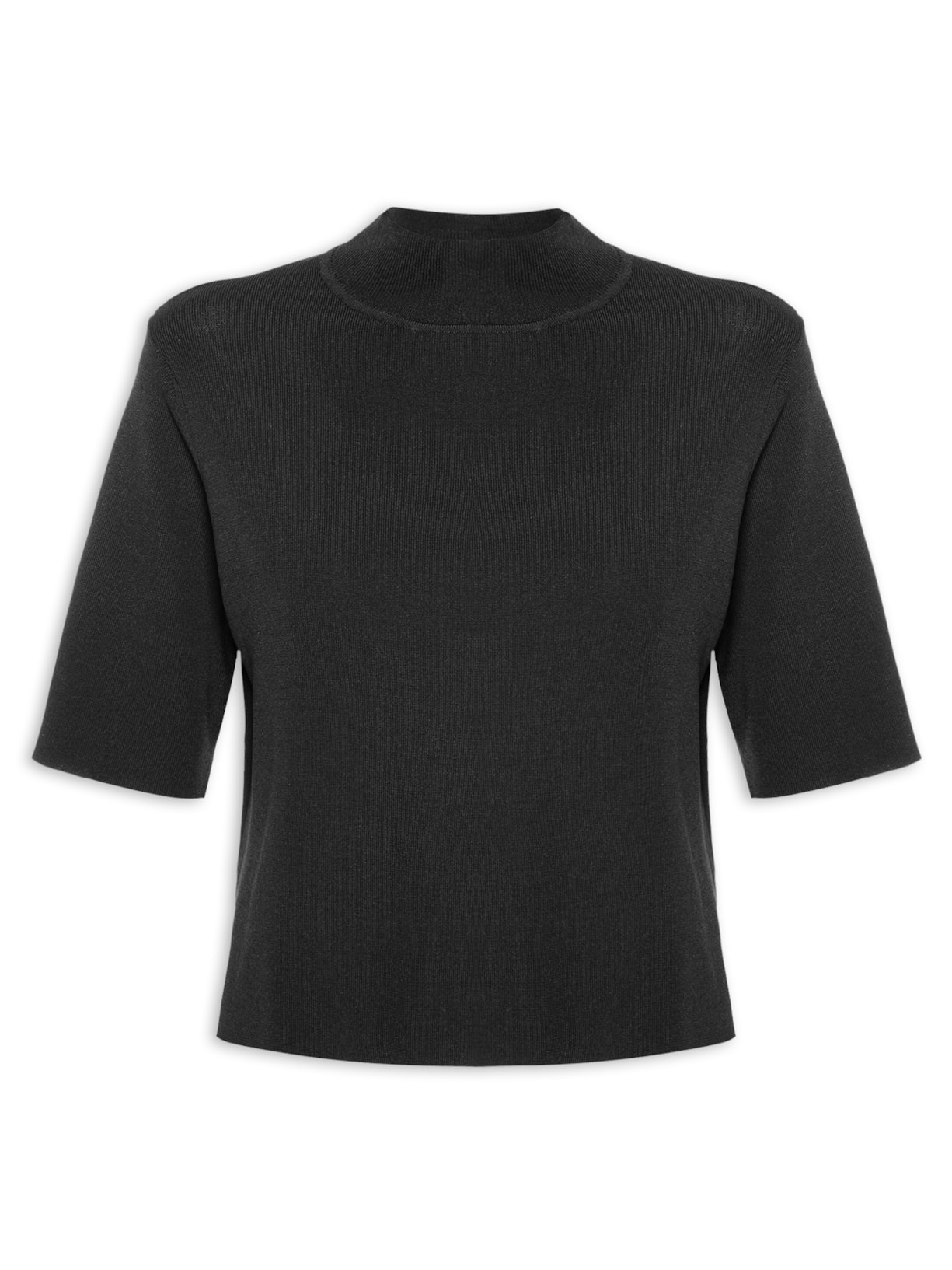 Camiseta Feminina Básica Gola Alta Basic - Preto