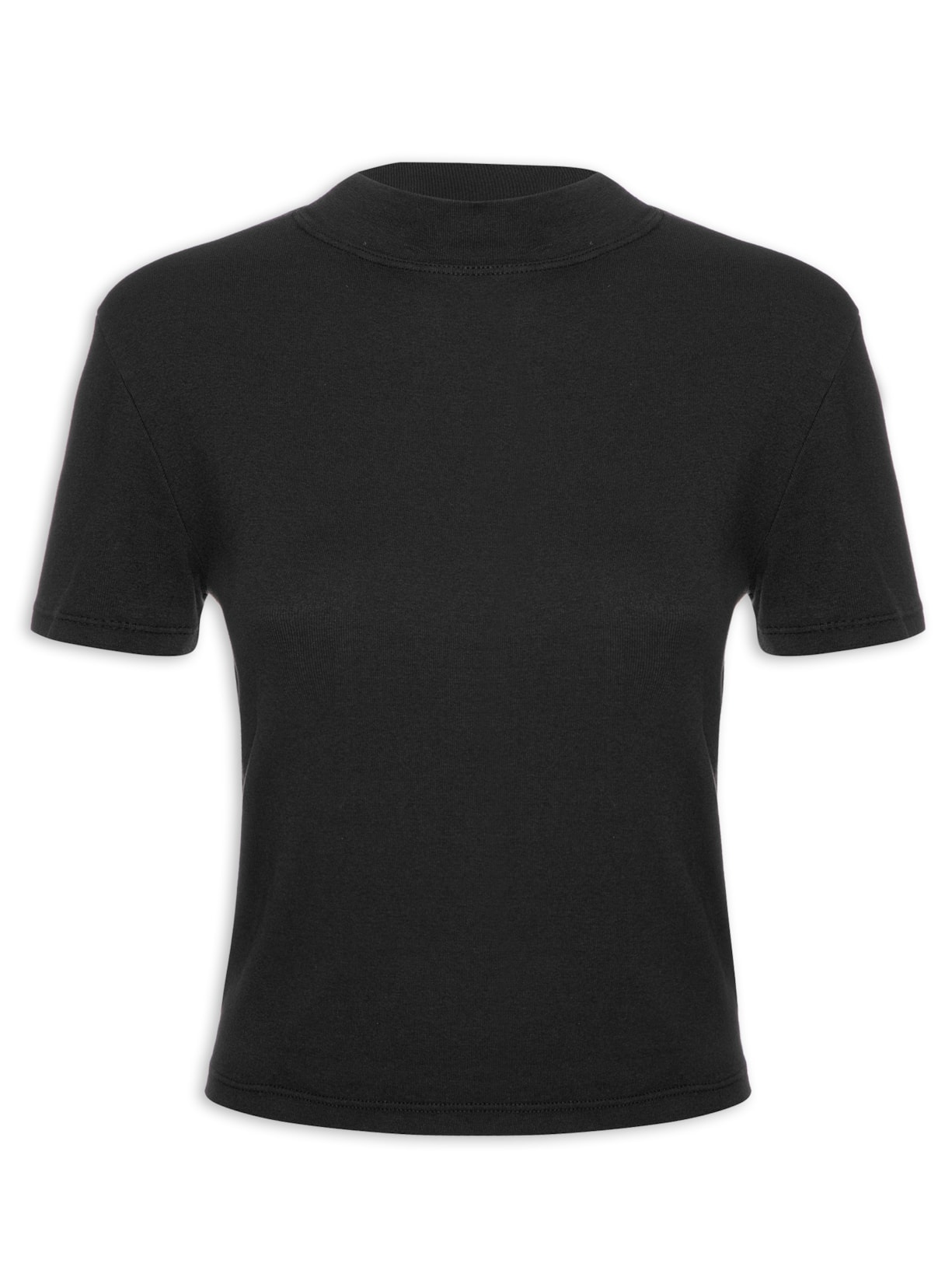 Camiseta Feminina Básica Gola Alta - Preto