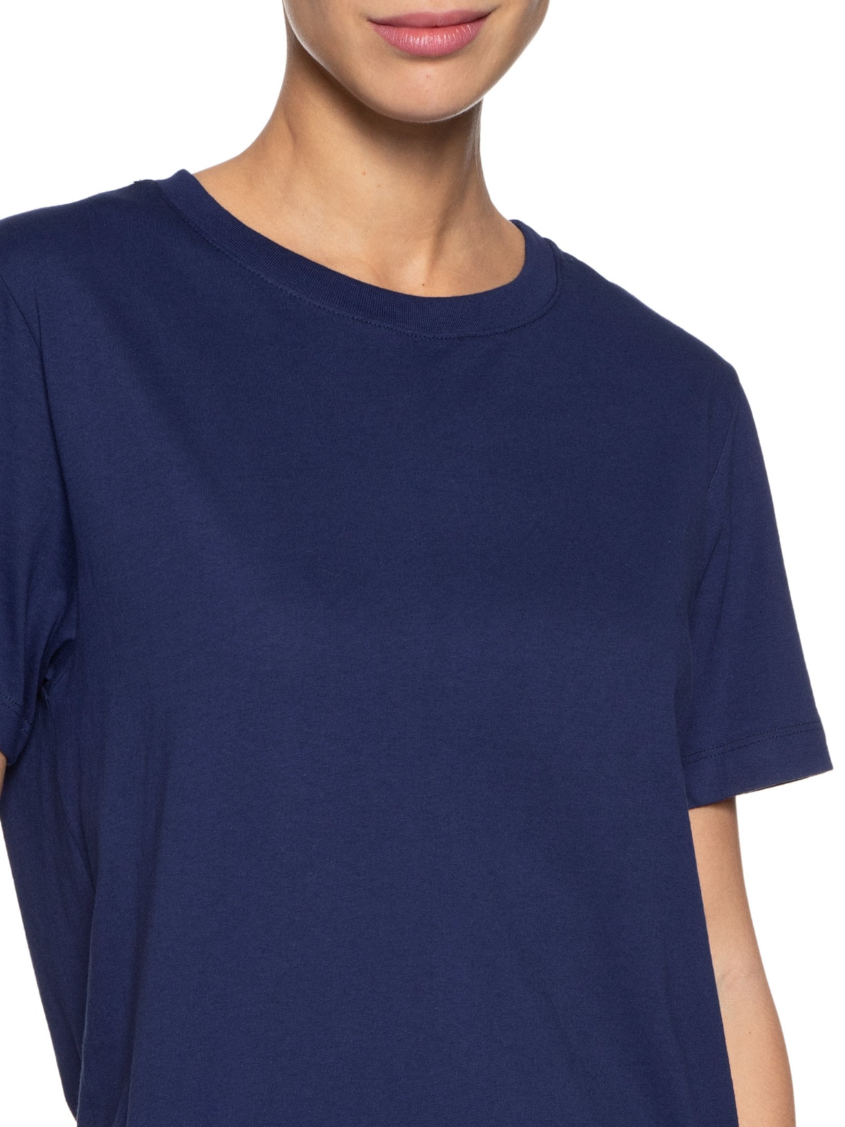 Camiseta Feminina Básica Gola Redonda Azul Basiq