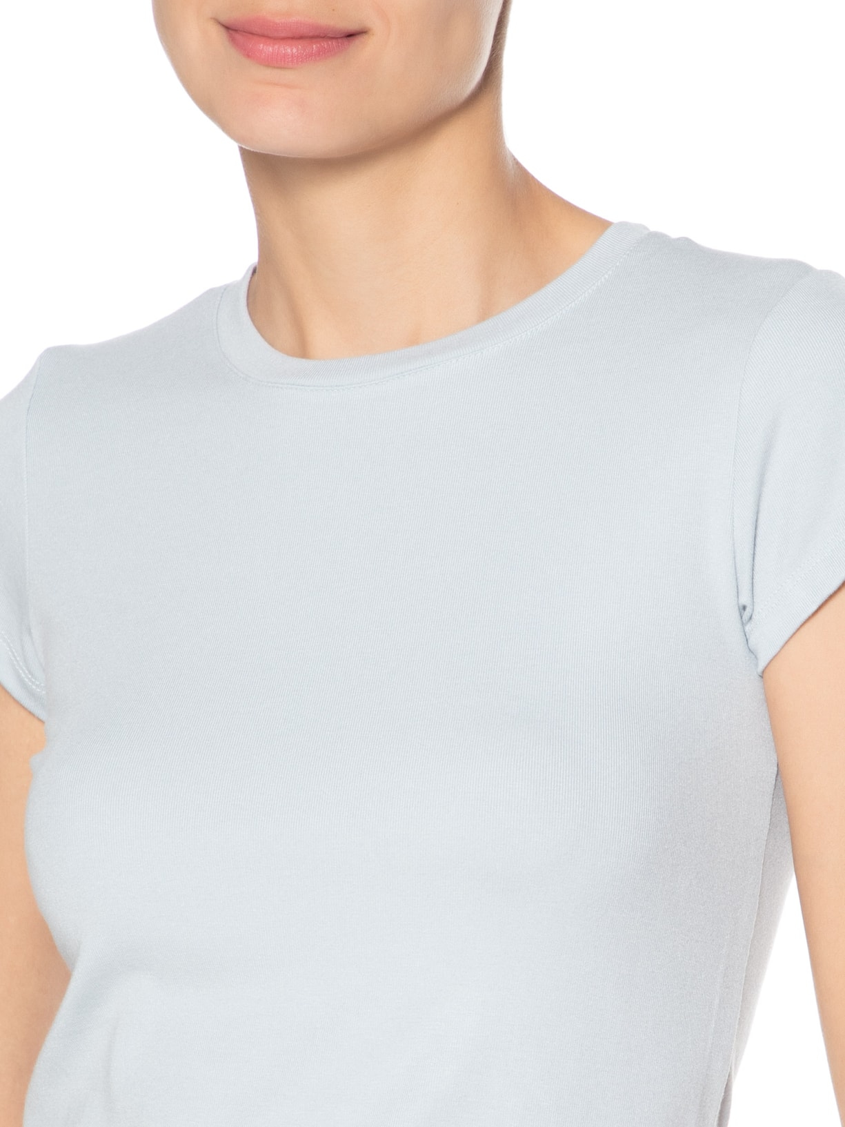 Camiseta Feminina Básica Justa Azul Basiq