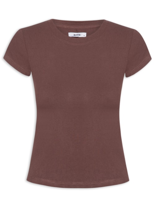 Camiseta Feminina Básica Justa - Marrom