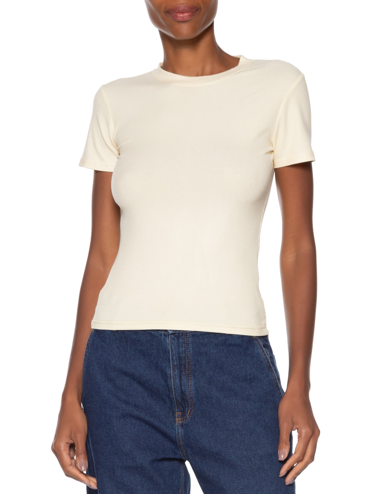 Camiseta Feminina Básica Manga Curta Amarelo Basiq