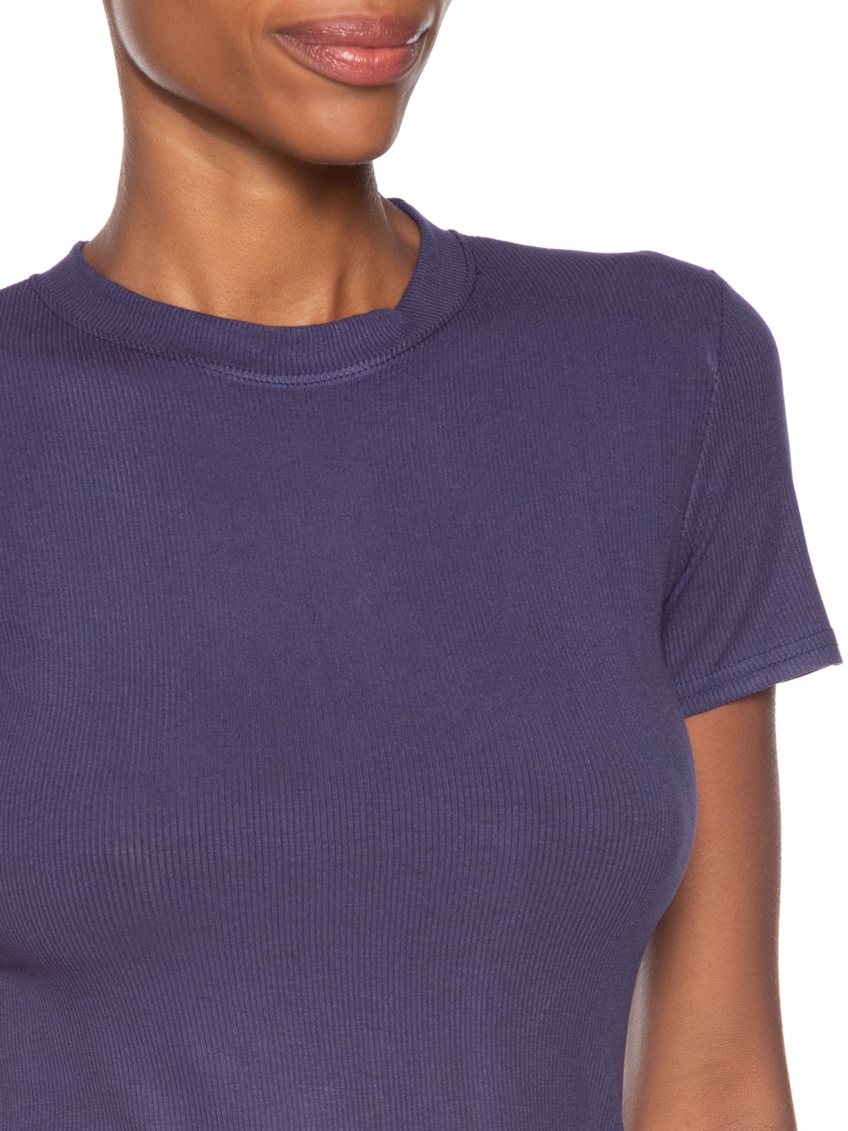 Camiseta Feminina Básica Manga Curta Azul Basiq