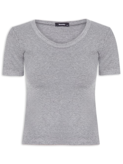 Camiseta Feminina Básica Manga Curta - Cinza
