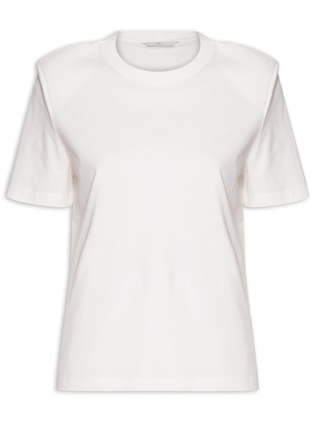 Camiseta Feminina Básica Manga Curta Com Ombreira Off White Bo