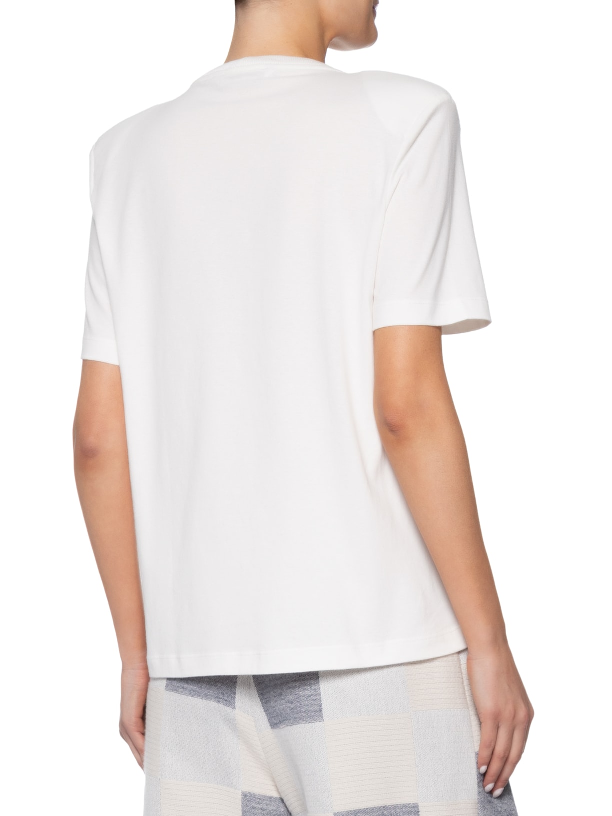 Camiseta Feminina Básica Manga Curta Com Ombreira Off White Bo
