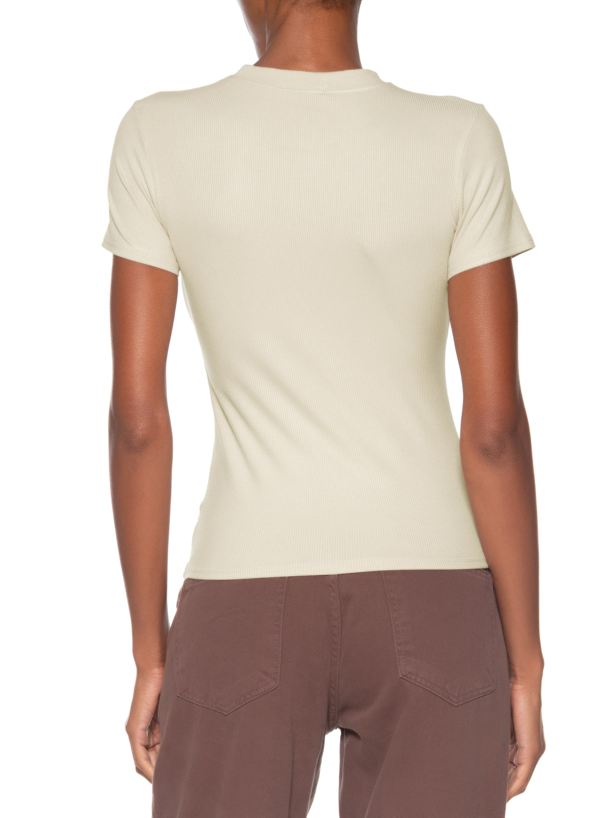 Camiseta Feminina Básica Manga Curta Marrom Basiq