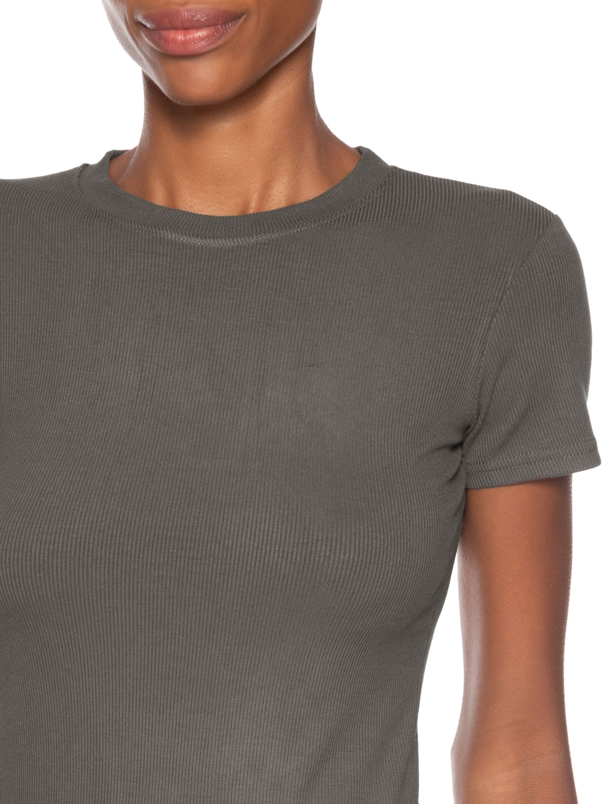 Camiseta Feminina Básica Manga Curta Marrom Basiq