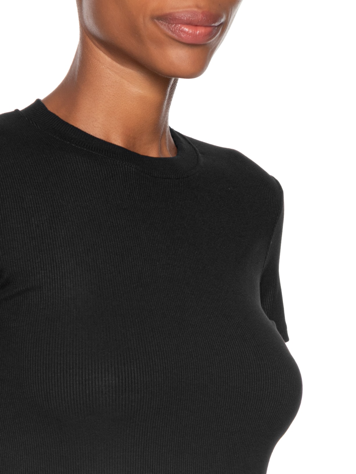 Camiseta Feminina Básica Manga Curta Preto Basiq