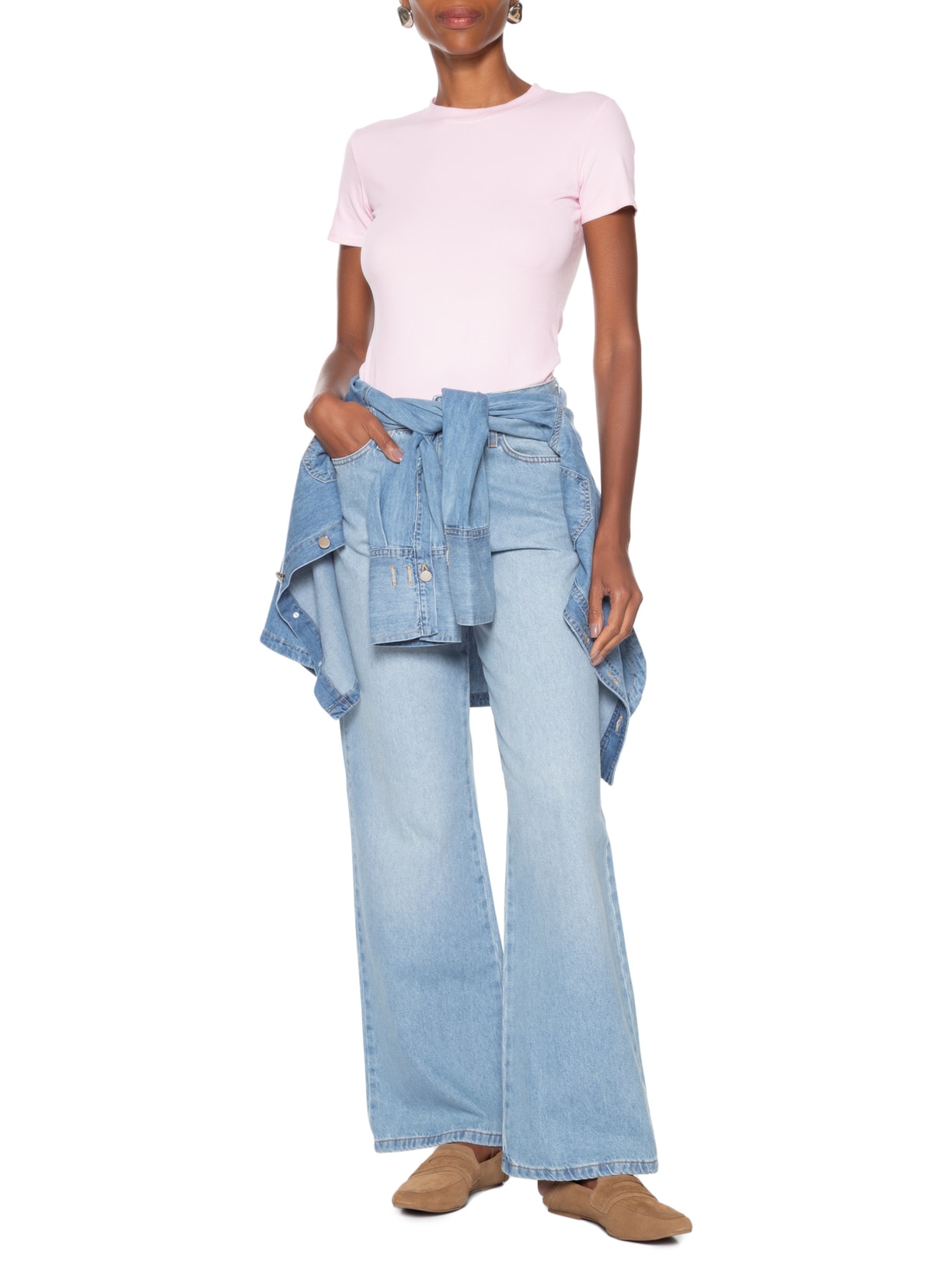 Camiseta Feminina Básica Manga Curta Rosa Basiq